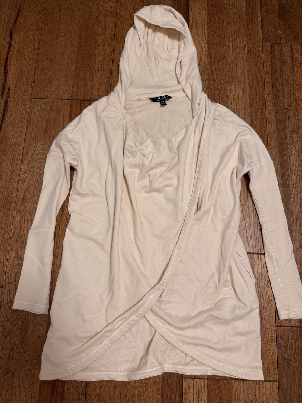 Lauren Ralph Lauren Ivory Hooded Open Front Cardigan SP
